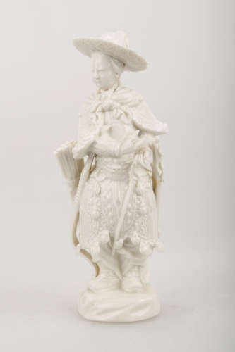 A BLANC DE PORCELAIN TRADITIONAL CHINESE WARRIOR STATUE.C280.