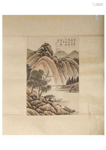 SIGNED HUANG SHASHOU (1855-1919). A INK AND COLOR ON PAPER HANGING PAINTING. H286.