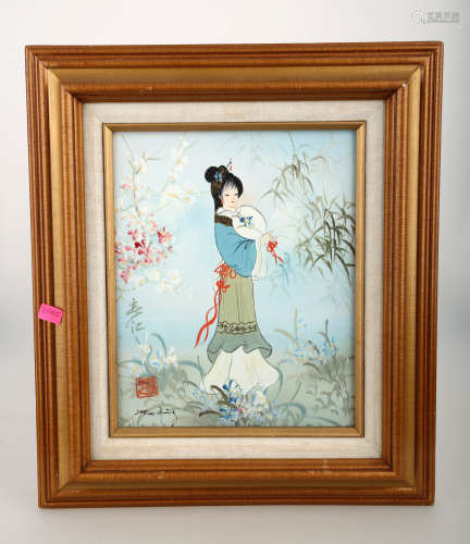 SIGNED OIL ON CANVAS ORIENTAL PAINTING.OH026.