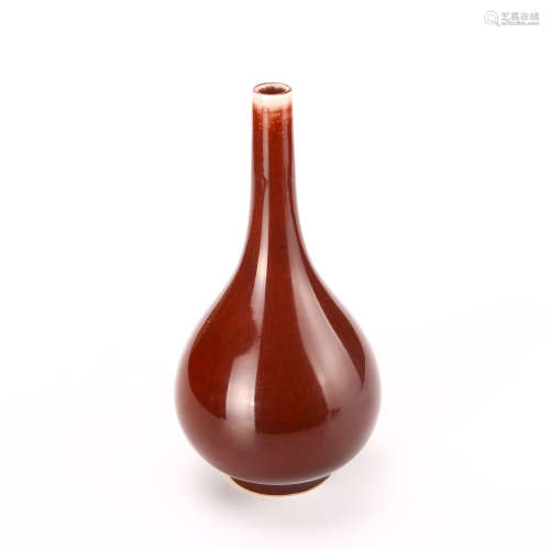 康熙 红釉胆瓶