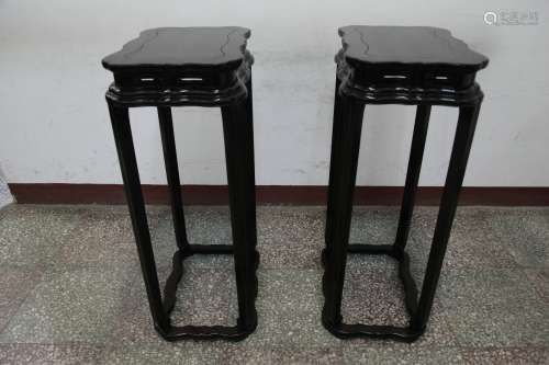 A Pair of Chinese Zitan Planter Stands