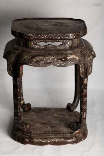 A Chinese Carved Hardwood Stool