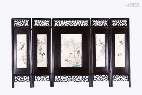 A Set of Five Porcelain Plaque