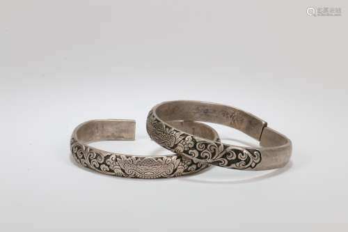 A Pair of Chinese Silver Bracelet