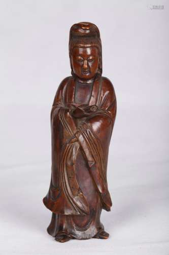 A Chinese Carved Wood Buddha