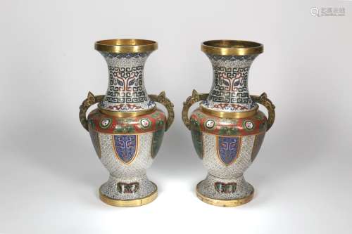 A Pair of Chinese Cloisonné Vases