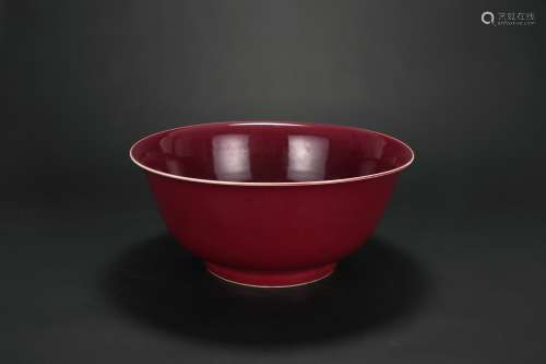 A Chinese Red Glazed Porcelain Bowl