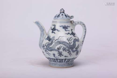 A Chinese Blue and White Porcelain Tea Pot