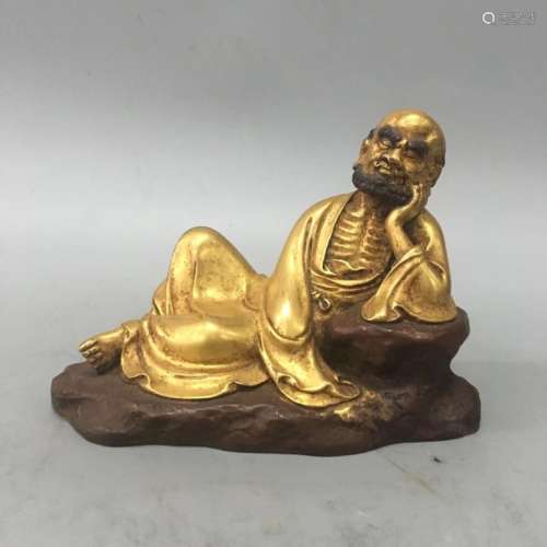 A GILT-BRONZE FIGURE OF BODHIDHARMA