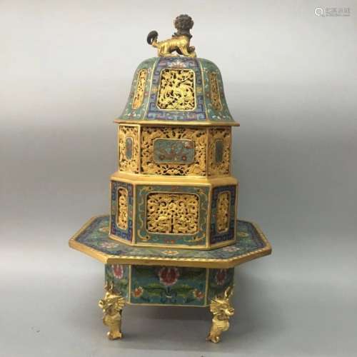 A GILT CLOISONNE ENAMEL CENSER