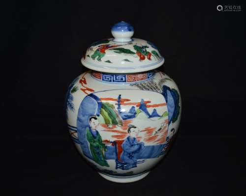 A WUCAI JAR AND COVER