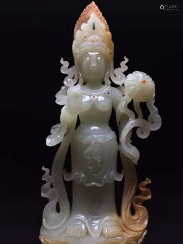 A WELL CARVED FIGURE OF GUANYIN