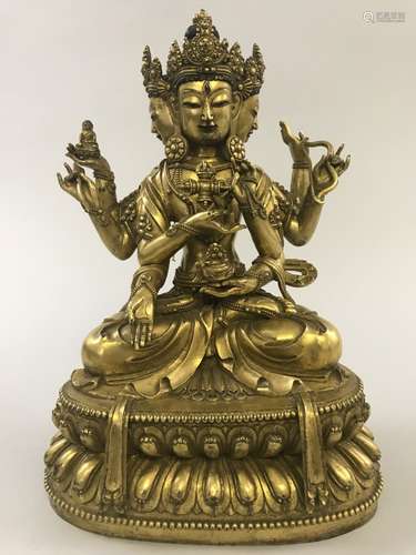 Yongle Mark, Chinese Gilt Bronze Buddha Sculpture