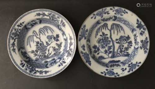 Qing D., A Pair of Blue and White Dishes