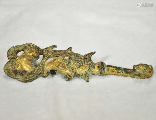 A Gilt Bronze Garment Hook