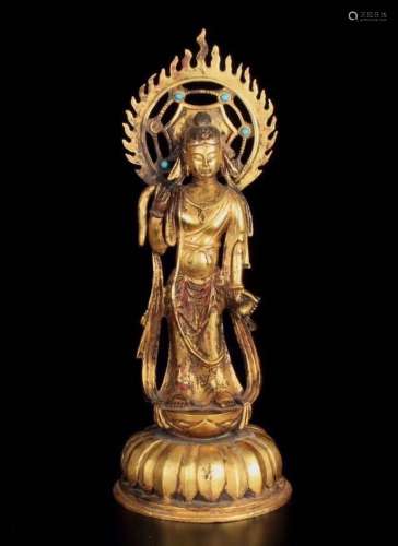 A Gilt Bronze Guanyin