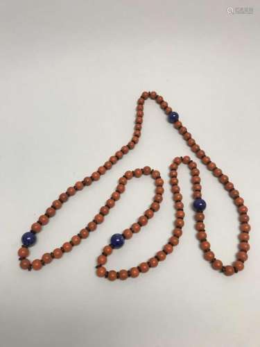 Chinese Red Agate Necklace, 108 beads