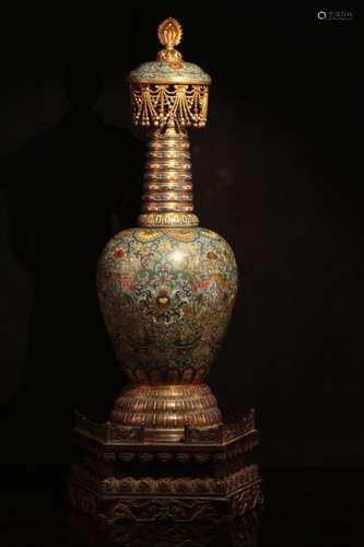 A Gilt Cloisonne Tower