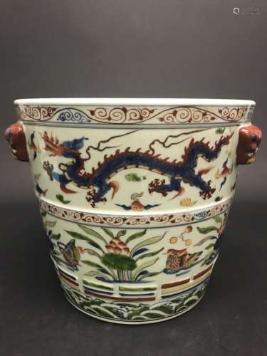 Xuande Mark, A Wucai Glazed Dragon Jar