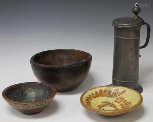 LOT OF (4) EARLY 19TH CENTURY: TANKARD & BOWLS