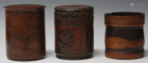 LOT OF (3) VINTAGE CHINESE CARVED BRUSH POTS