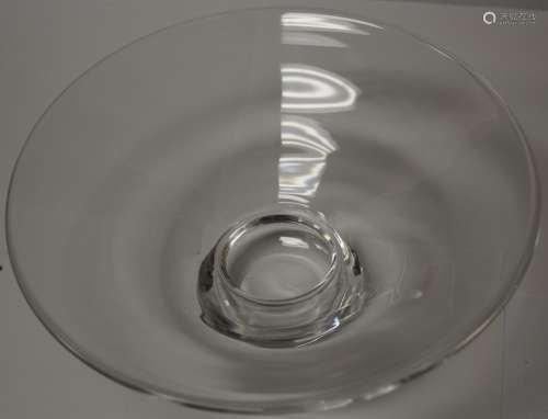 STEUBEN CRYSTAL GLASS BOWL, SIGNED, 10