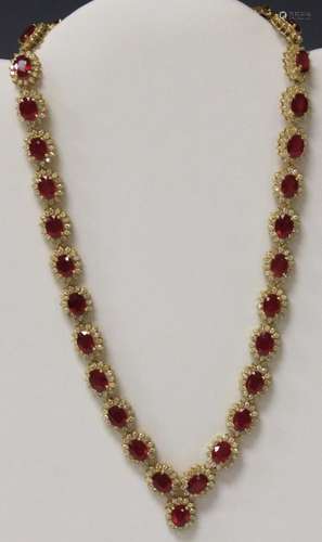 LADY'S RUBY & DIAMOND 14KT GOLD NECKLACE