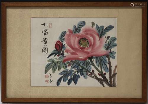 FRAMED VINTAGE CHINESE WATERCOLOR, SIGNED