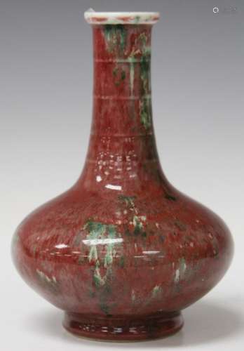 CHINESE FLAMBE PORCELAIN VASE, 7 1/8