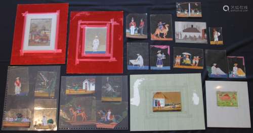 LOT OF (21) 19TH C. EAST INDIAN PAINTINGS ON MICA