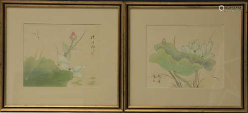 PAIR OF VINTAGE JAPANESE WATERCOLORS