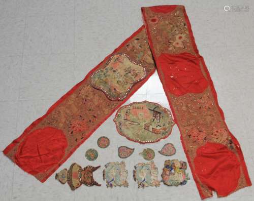LOT OF (11) VINTAGE CHINESE EMBROIDERED TEXTILES