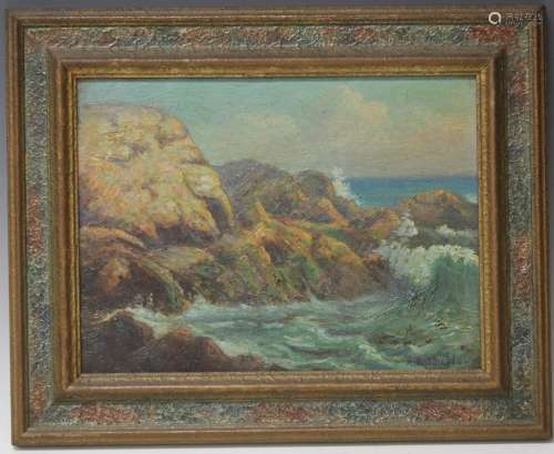 A. B. CAMPBELL SHIELDS, OIL ON BOARD OF SEASCAPE