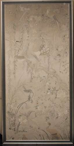 (3) 19TH C. JAPANESE  EMBROIDERED WALL PANELS