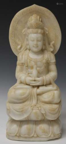 ASIAN CARVED MARBLE STATUE OF QUAN YIN, 23