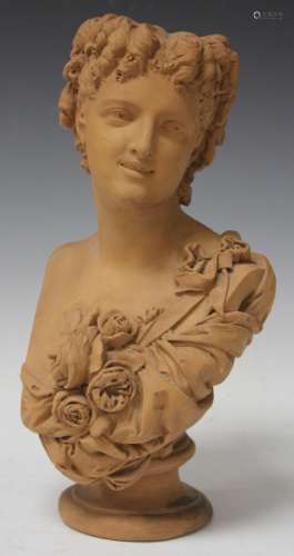 TERRA COTTA FIGURAL BUST OF LADY, 12 1/4