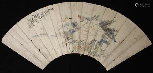 EARLY CHINESE PAINTING ON FAN, LATE 19TH CENTURY