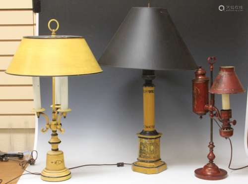 LOT OF (3) VINTAGE PAINTED TOLE LAMPS