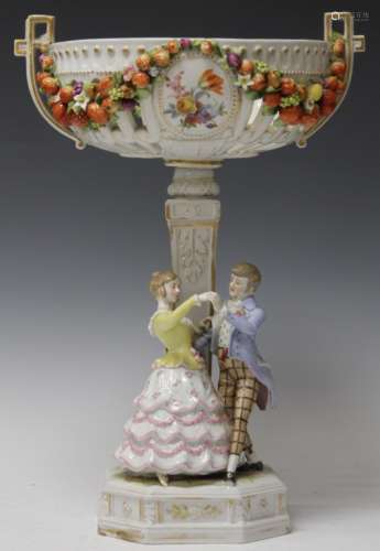 CONTINENTAL PORCELAIN CENTER BOWL WITH FIGURES