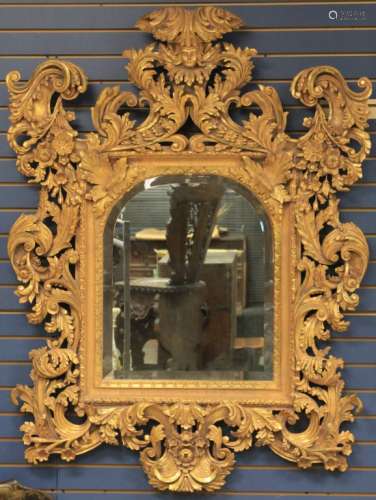 RENAISSANCE 22KT GOLD GILTED CARVED WALL MIRROR