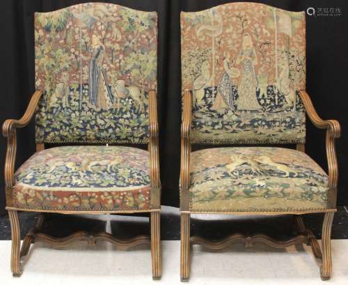 PAIR OF VINTAGE FRENCH TAPESTRY ARM CHAIRS