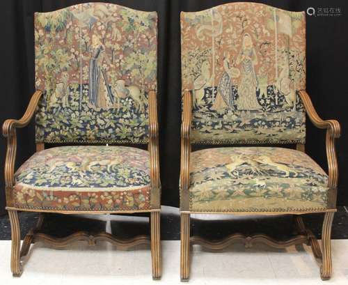 PAIR OF VINTAGE FRENCH TAPESTRY ARM CHAIRS