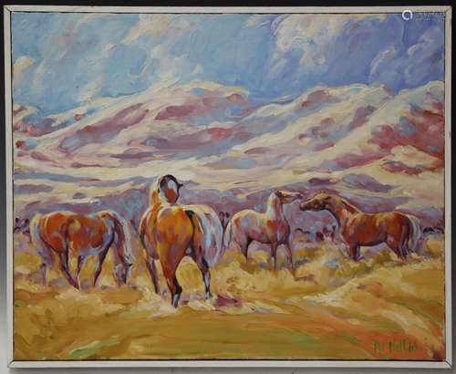 PAT HETTICH, FRAMED OIL ON CANVAS