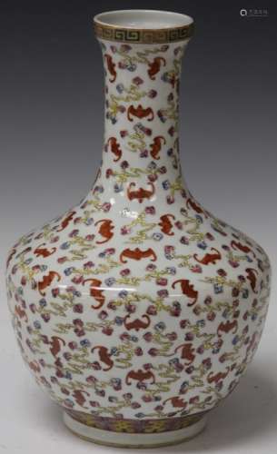 CHINESE PAINTED VASE WITH BAT MOTIF, 13