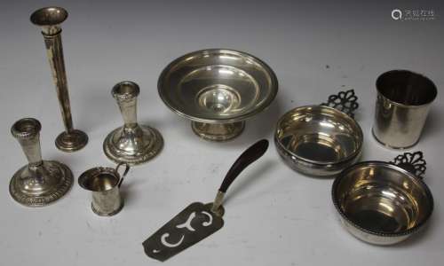LOT OF (7) STERLING SILVER, CANDLESTANDS, COMPOTES