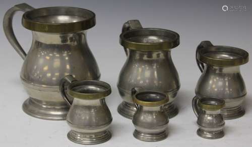 SET OF (6) VINTAGE PEWTER MEASURING CUPS