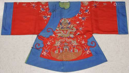 QING DYNASTY SILK EMBROIDERED JACKET