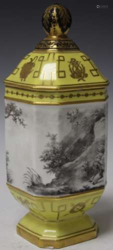 SEVRES PAINTED PORCELAIN COVERED URN