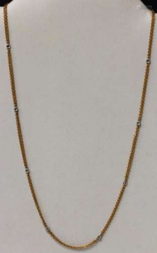 LADY'S DIAMOND 18KT YELLOW GOLD NECKLACE, 16