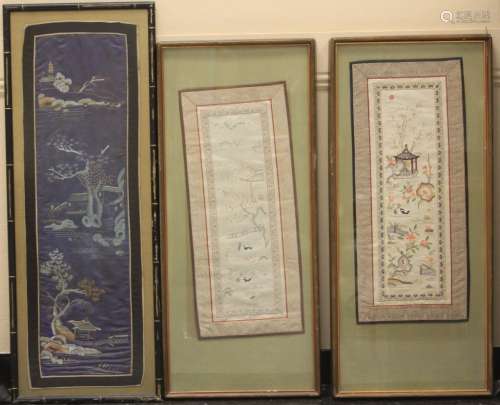 LOT OF (3) FRAMED VINTAGE CHINESE TAPESTRIES